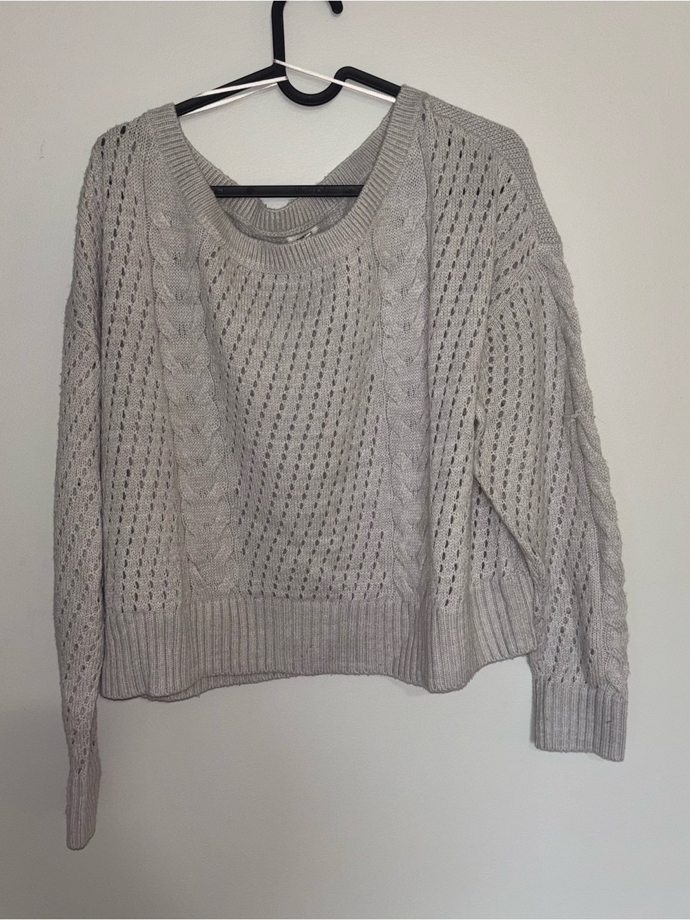 Garage Light Gray Cable Knit Sweater